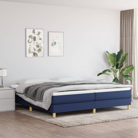 vidaXL Cama box spring con colchón tela azul 200x200 cm