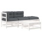 vidaXL Juego de muebles jardín 4 piezas y cojines madera maciza blanco