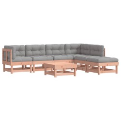 vidaXL Juego de muebles jardín 7 pzas y cojines madera abeto Douglas