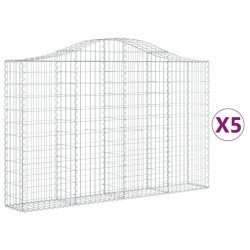 vidaXL Cestas de gaviones 5 uds forma de arco hierro 200x30x120/140 cm
