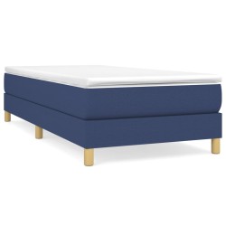 vidaXL Cama box spring con colchón tela azul 100x200 cm