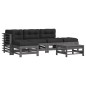 vidaXL Juego de muebles de jardín 6 pzas y cojines madera maciza gris vidaXL Juego de muebles de jardín 6 pzas y cojines madera maciza gris