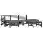 vidaXL Juego de muebles de jardín 6 pzas y cojines madera maciza gris vidaXL Juego de muebles de jardín 6 pzas y cojines madera maciza gris