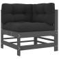 vidaXL Juego de muebles de jardín 6 pzas y cojines madera maciza gris vidaXL Juego de muebles de jardín 6 pzas y cojines madera maciza gris