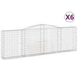 vidaXL Cestas de gaviones 6 uds forma de arco hierro 400x30x120/140 cm