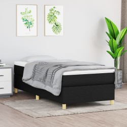 vidaXL Cama box spring con colchón tela negro 90x200 cm