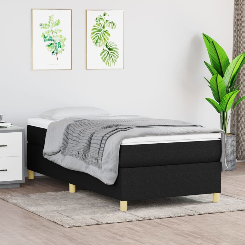 vidaXL Cama box spring con colchón tela negro 90x200 cm
