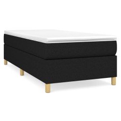 vidaXL Cama box spring con colchón tela negro 90x200 cm