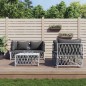vidaXL Juego de muebles de jardín 5 piezas y cojines acero blanco vidaXL Juego de muebles de jardín 5 piezas y cojines acero blanco
