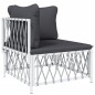 vidaXL Juego de muebles de jardín 5 piezas y cojines acero blanco vidaXL Juego de muebles de jardín 5 piezas y cojines acero blanco
