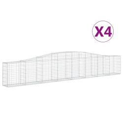 vidaXL Cestas de gaviones 4 uds forma de arco hierro 400x30x60/80 cm