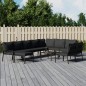 vidaXL Juego de muebles de jardín 11 pzas acero con cojines gris vidaXL Juego de muebles de jardín 11 pzas acero con cojines gris