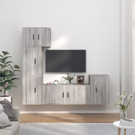 vidaXL Set de muebles para TV 5 pzas madera contrachapada gris Sonoma