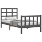 vidaXL Estructura de cama con cabecero madera maciza gris 90x190 cm vidaXL Estructura de cama con cabecero madera maciza gris 90x190 cm