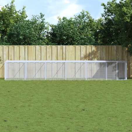 vidaXL Gallinero con techo acero galvanizado gris claro 603x98x90 cm