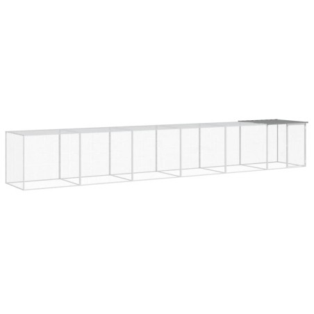 vidaXL Gallinero con techo acero galvanizado gris claro 603x98x90 cm
