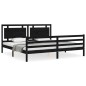 vidaXL Estructura de cama con cabecero madera maciza negro 200x200 cm vidaXL Estructura de cama con cabecero madera maciza negro 200x200 cm