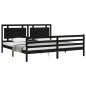 vidaXL Estructura de cama con cabecero madera maciza negro 200x200 cm vidaXL Estructura de cama con cabecero madera maciza negro 200x200 cm