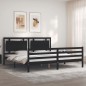 vidaXL Estructura de cama con cabecero madera maciza negro 200x200 cm vidaXL Estructura de cama con cabecero madera maciza negro 200x200 cm