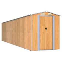 vidaXL Cobertizo jardín acero galvanizado marrón claro 192x855x223 cm