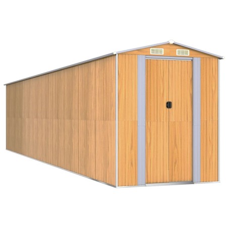 vidaXL Cobertizo jardín acero galvanizado marrón claro 192x855x223 cm