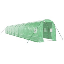 vidaXL Invernadero con estructura de acero verde 32 m² 16x2x2 m