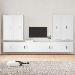 vidaXL Set de muebles para TV 8 piezas madera contrachapada blanco