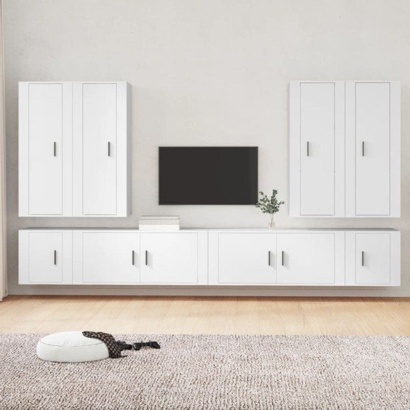 vidaXL Set de muebles para TV 8 piezas madera contrachapada blanco