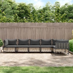 vidaXL Juego de muebles de jardín 6 pzas cojines antracita ratán PE