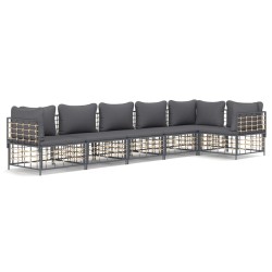 vidaXL Juego de muebles de jardín 6 pzas cojines antracita ratán PE