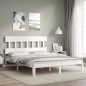 vidaXL Estructura de cama con cabecero madera maciza blanco 160x200 cm