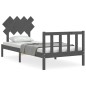 vidaXL Estructura de cama con cabecero madera maciza gris vidaXL Estructura de cama con cabecero madera maciza gris