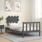 vidaXL Estructura de cama con cabecero madera maciza gris vidaXL Estructura de cama con cabecero madera maciza gris