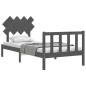 vidaXL Estructura de cama con cabecero madera maciza gris vidaXL Estructura de cama con cabecero madera maciza gris