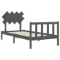 vidaXL Estructura de cama con cabecero madera maciza gris vidaXL Estructura de cama con cabecero madera maciza gris