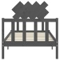 vidaXL Estructura de cama con cabecero madera maciza gris vidaXL Estructura de cama con cabecero madera maciza gris