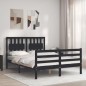 vidaXL Estructura de cama con cabecero madera maciza negro 120x200 cm