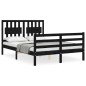 vidaXL Estructura de cama con cabecero madera maciza negro 120x200 cm