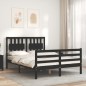 vidaXL Estructura de cama con cabecero madera maciza negro 120x200 cm