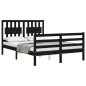 vidaXL Estructura de cama con cabecero madera maciza negro 120x200 cm