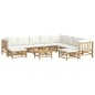 vidaXL Set de muebles de jardín 11 piezas bambú y cojines blanco crema vidaXL Set de muebles de jardín 11 piezas bambú y cojines blanco crema