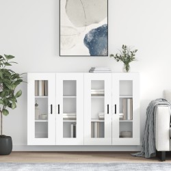 vidaXL Armarios de pared 2 uds madera de ingeniería blanco brillante
