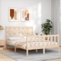 vidaXL Estructura de cama con cabecero madera maciza 120x200 cm