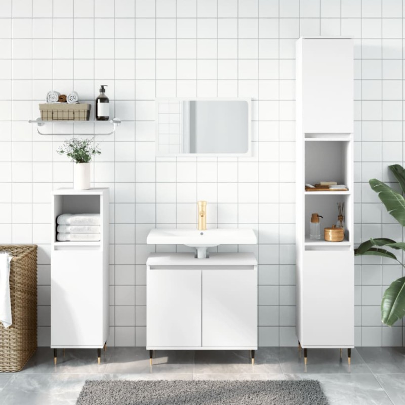 vidaXL Juego de muebles de baño 3 pzas madera contrachapada blanco vidaXL Juego de muebles de baño 3 pzas madera contrachapada blanco