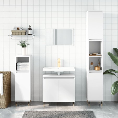 vidaXL Juego de muebles de baño 3 pzas madera contrachapada blanco