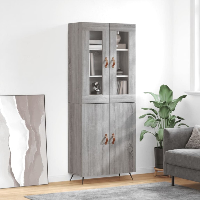 vidaXL Aparador alto madera contrachapada gris sonoma 69,5x34x180 cm vidaXL Aparador alto madera contrachapada gris sonoma 69,5x34x180 cm