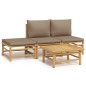 vidaXL Set de muebles de jardín 4 piezas bambú y cojines gris taupe vidaXL Set de muebles de jardín 4 piezas bambú y cojines gris taupe