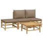 vidaXL Set de muebles de jardín 4 piezas bambú y cojines gris taupe vidaXL Set de muebles de jardín 4 piezas bambú y cojines gris taupe