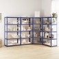 vidaXL Estantería 5 niveles 4 uds acero y madera contrachapada azul vidaXL Estantería 5 niveles 4 uds acero y madera contrachapada azul