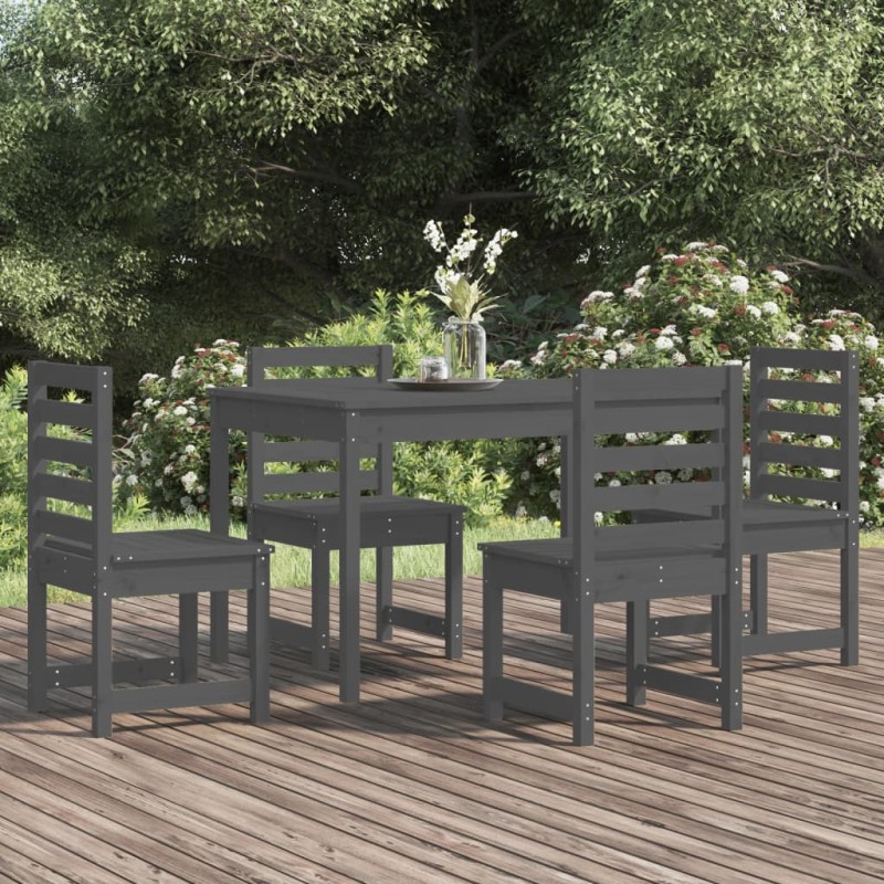 vidaXL Juego de comedor de jardín 5 piezas madera maciza pino gris vidaXL Juego de comedor de jardín 5 piezas madera maciza pino gris